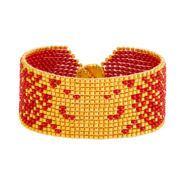 Brazalete Telar Dorado Medio Difuminado Rojo